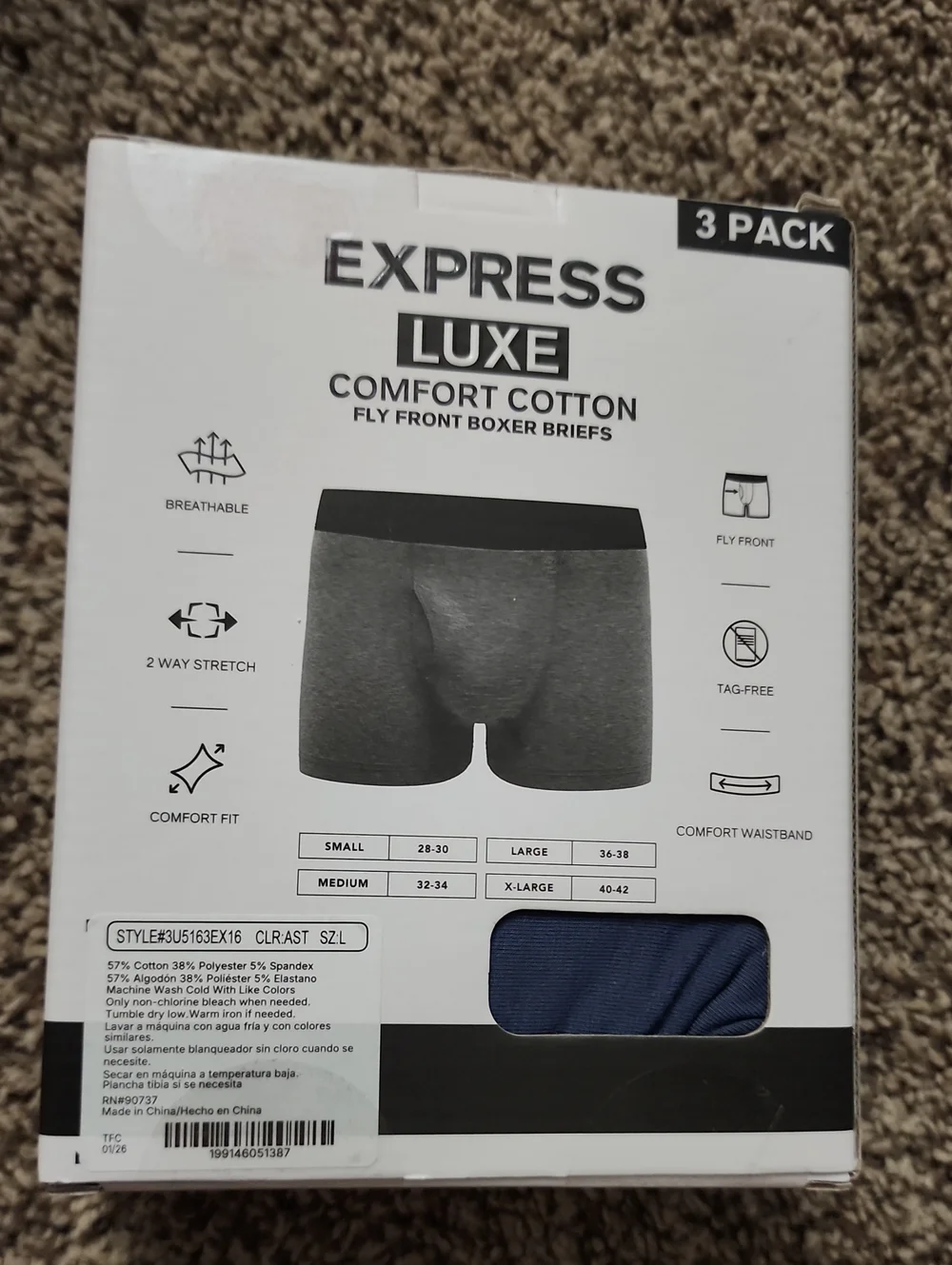 Express New Mens 3 Pack Boxer Briefs